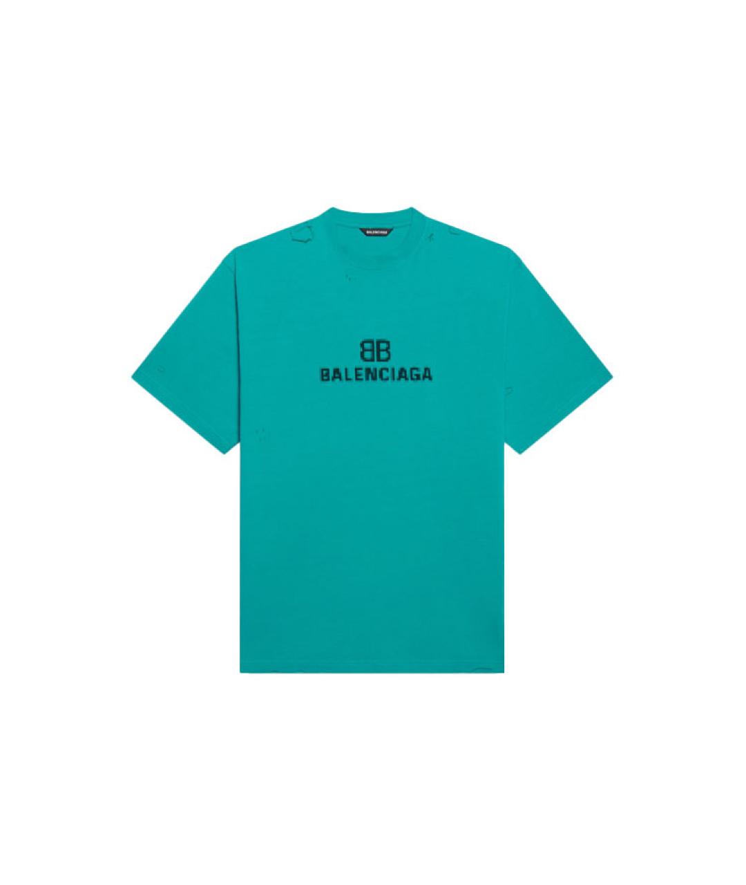 BALENCIAGA Синяя хлопковая футболка, фото 1