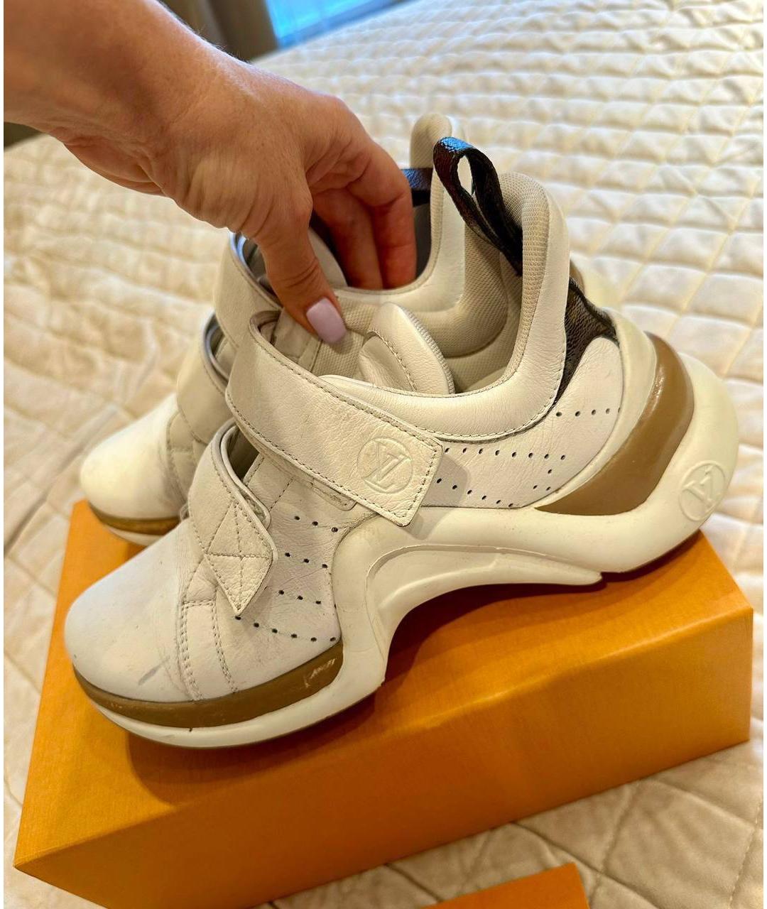 LOUIS VUITTON Белые кожаные кроссовки, фото 2