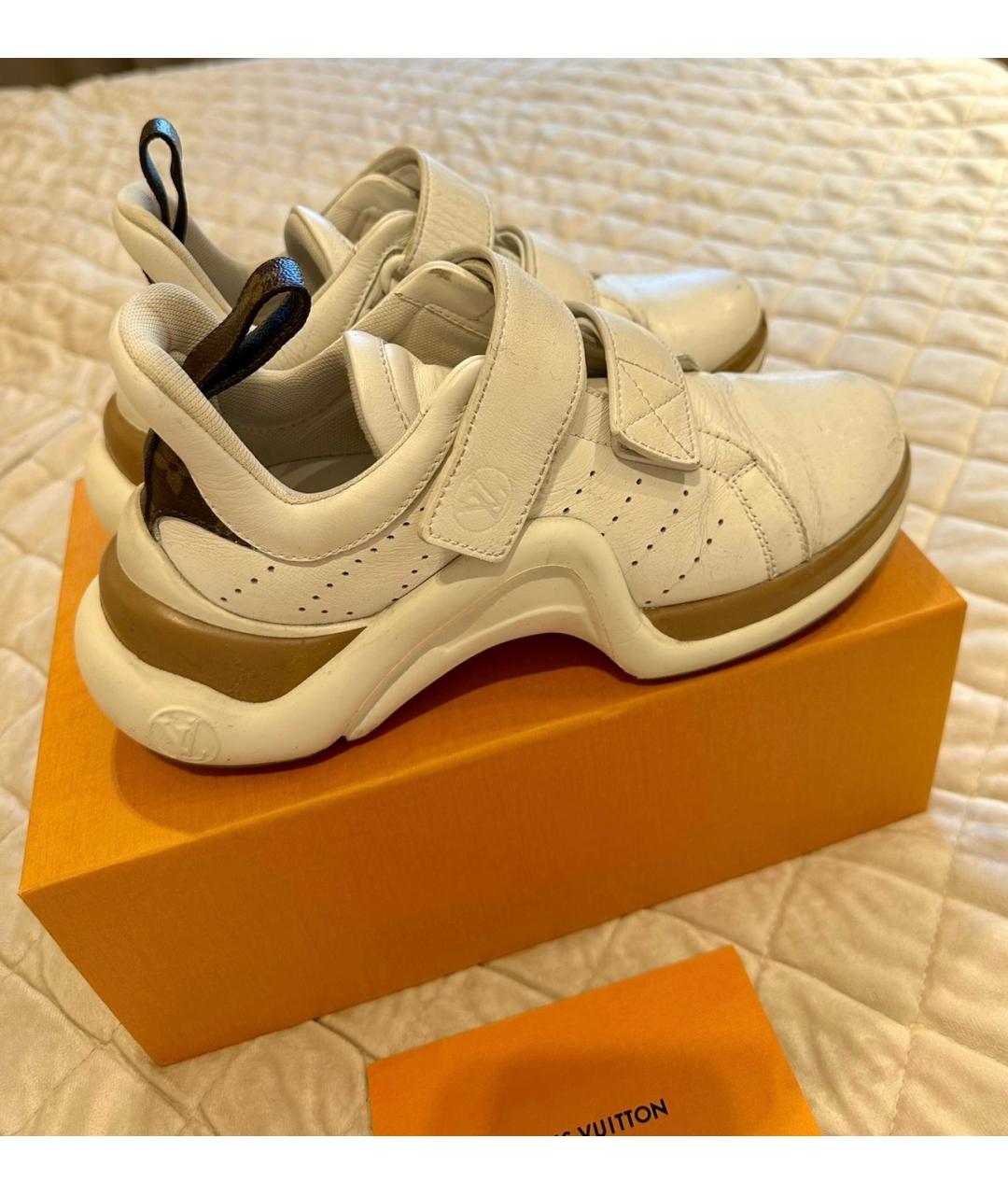 LOUIS VUITTON Белые кожаные кроссовки, фото 5