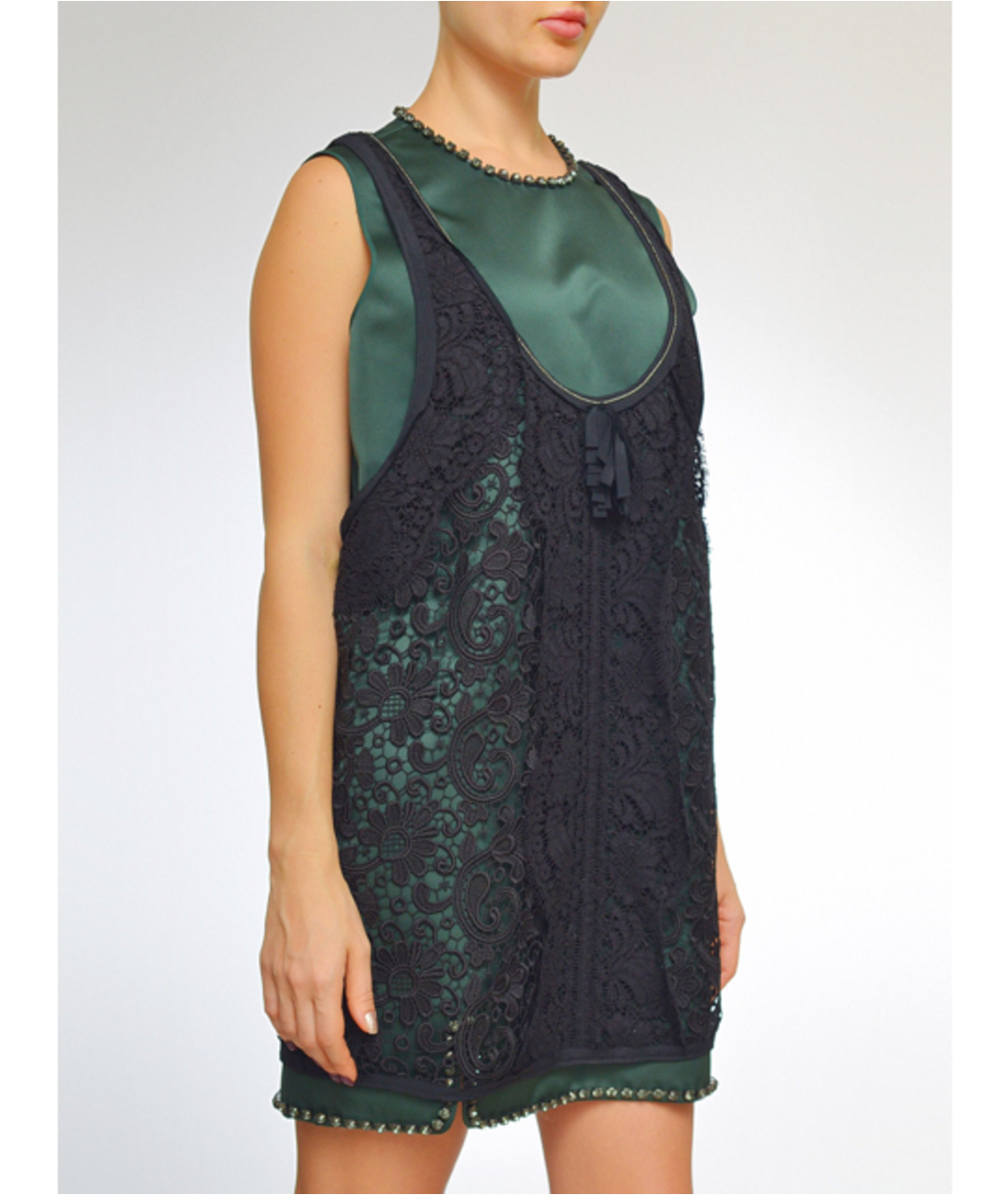 NO. 21 Зеленые шелковое повседневное платье, фото 2