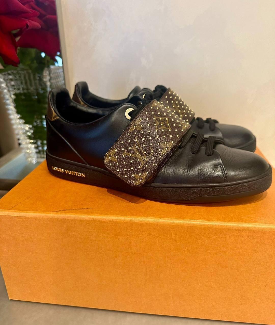 LOUIS VUITTON Черные кожаные кеды, фото 3