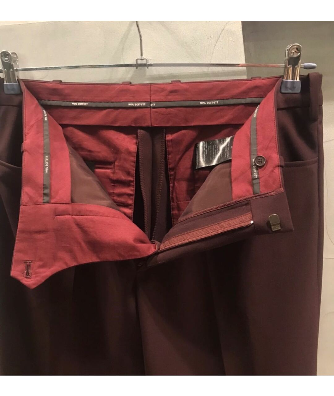 NEIL BARRETT Бордовые шерстяные брюки чинос, фото 5