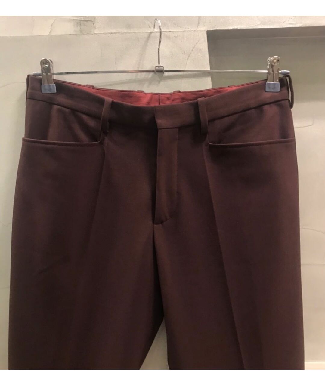 NEIL BARRETT Бордовые шерстяные брюки чинос, фото 4