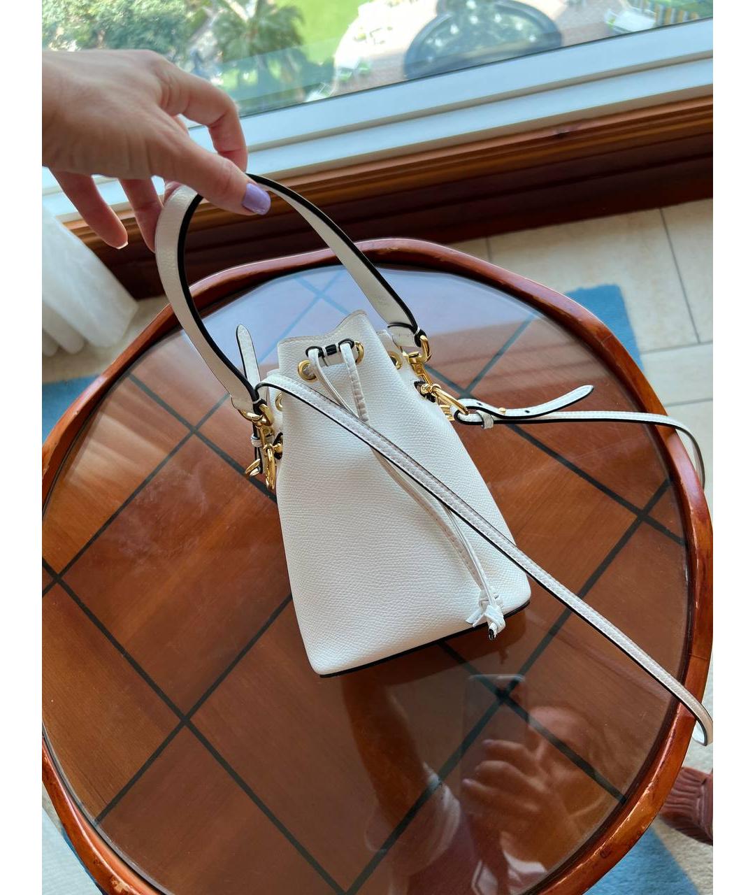 FENDI Белая кожаная сумка с короткими ручками, фото 2