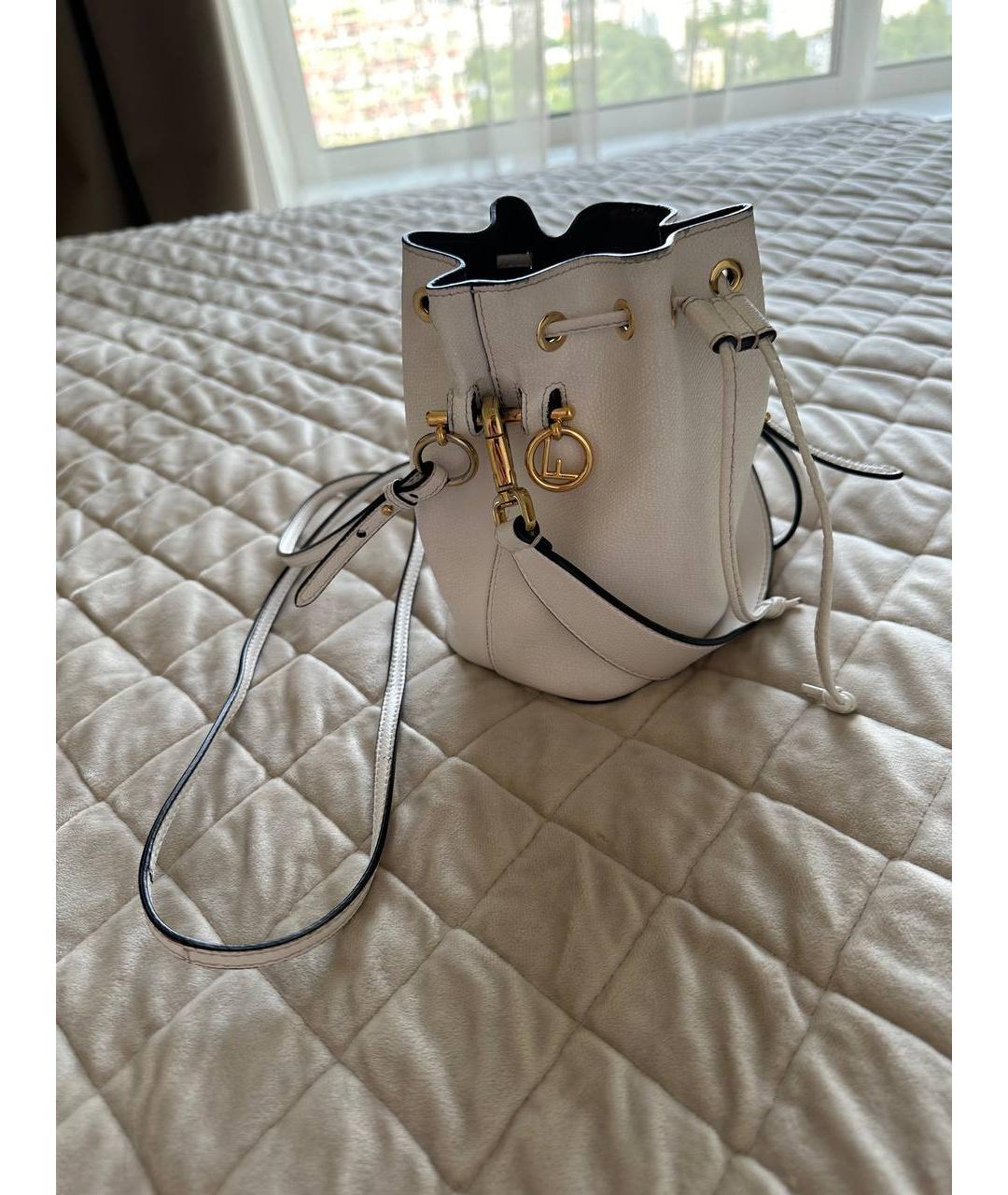 FENDI Белая кожаная сумка с короткими ручками, фото 4