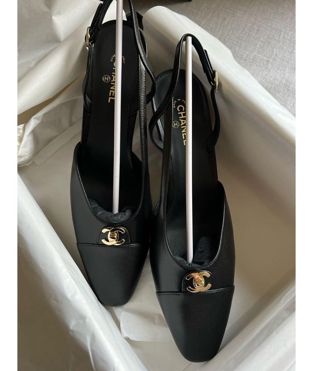 CHANEL Черные кожаные босоножки, фото 5