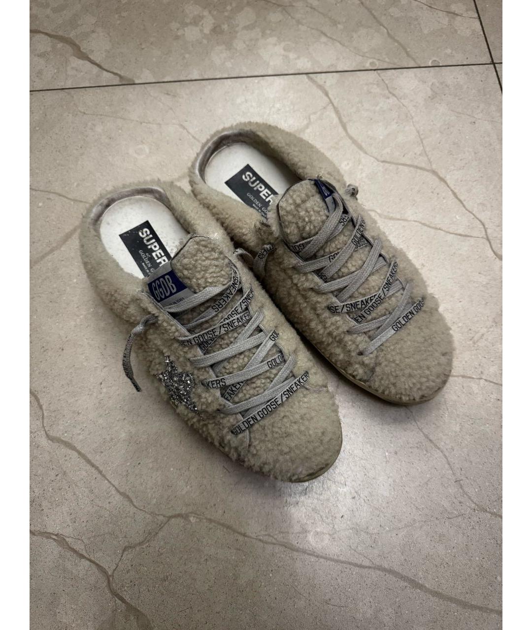 GOLDEN GOOSE DELUXE BRAND Бежевые кожаные слипоны, фото 6