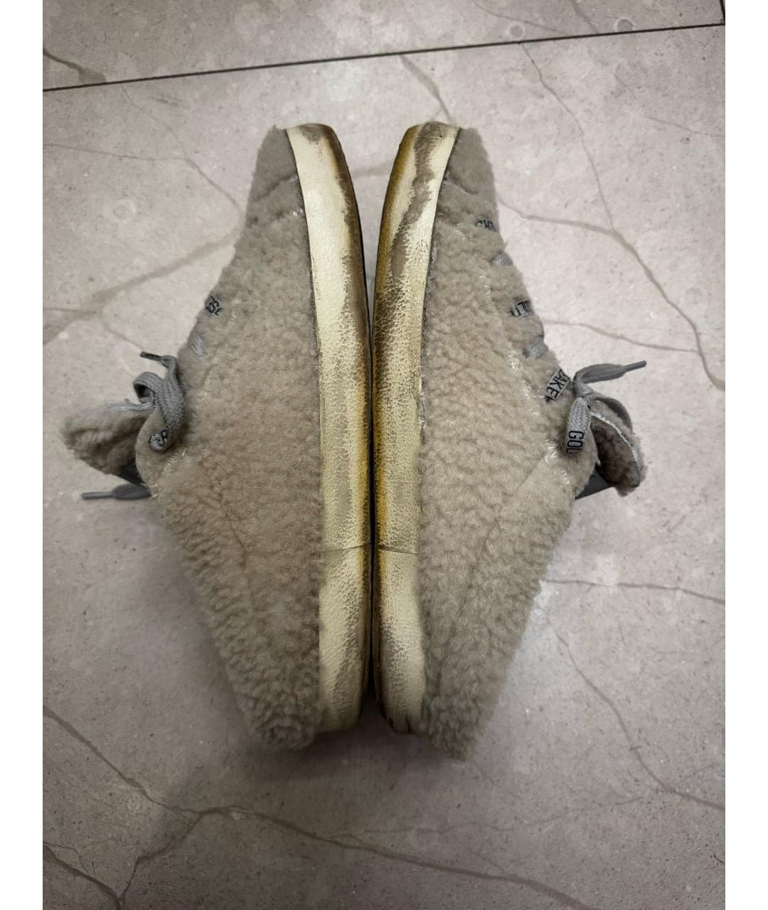 GOLDEN GOOSE DELUXE BRAND Бежевые кожаные слипоны, фото 3