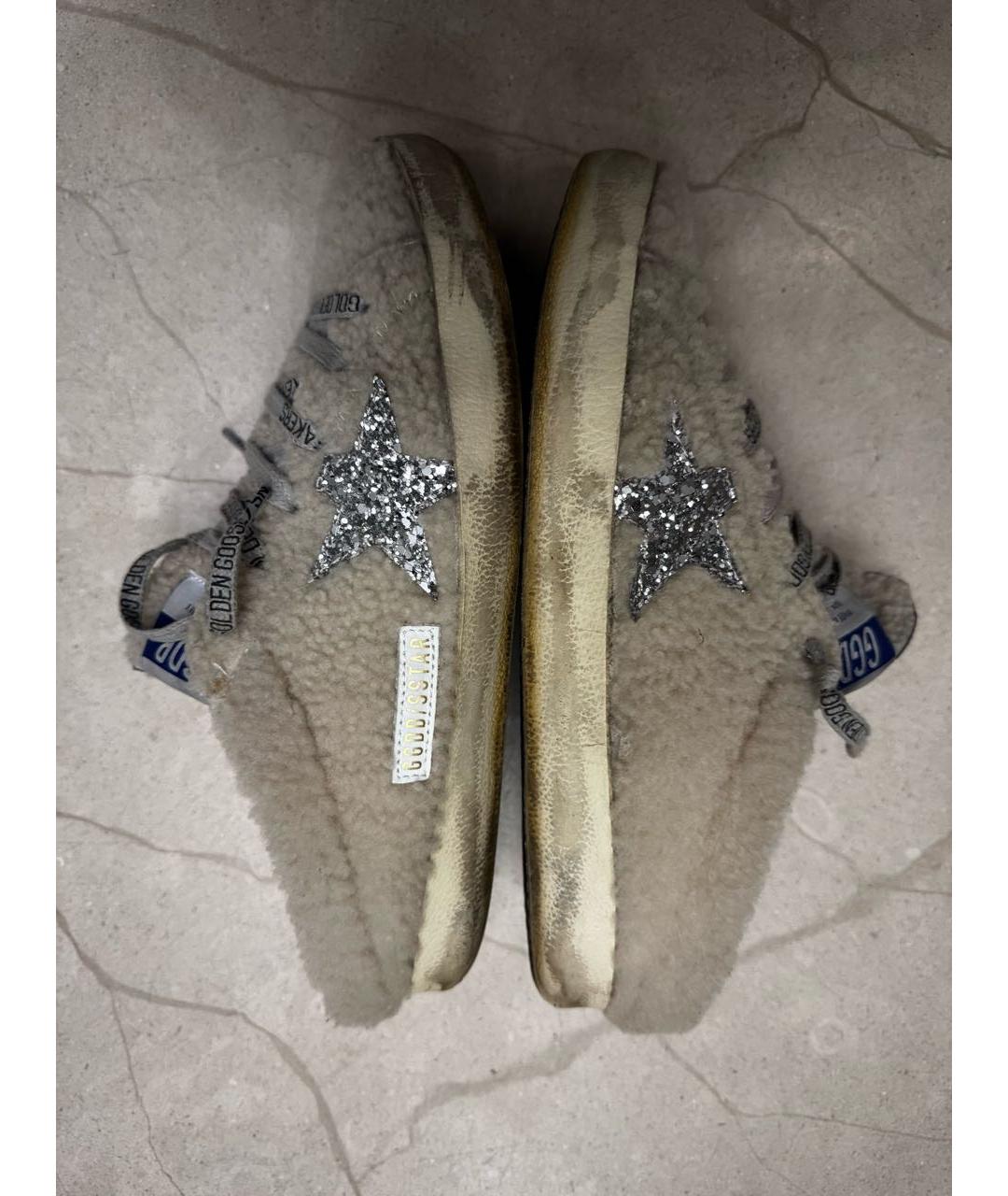 GOLDEN GOOSE DELUXE BRAND Бежевые кожаные слипоны, фото 2