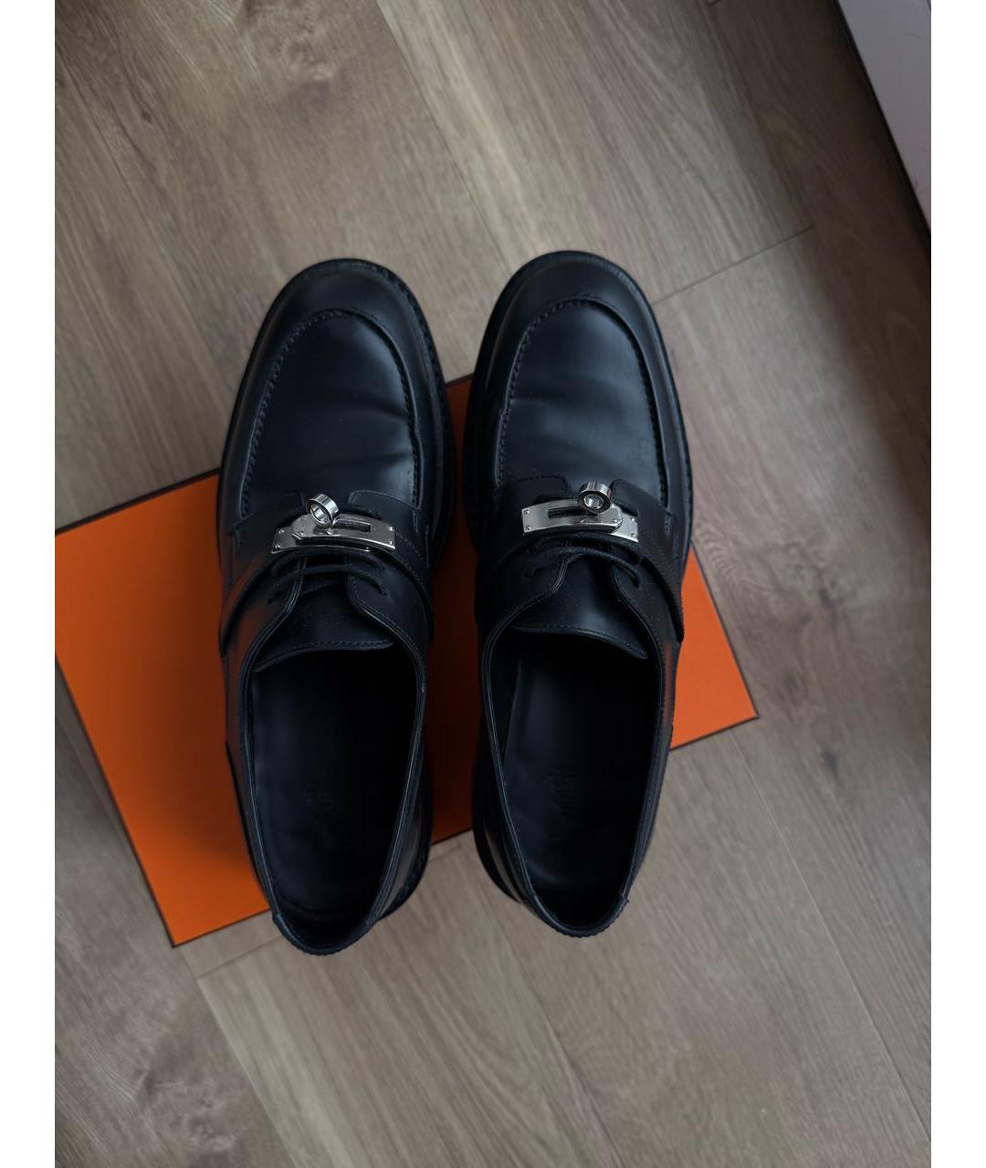HERMES Черные кожаные лоферы, фото 3