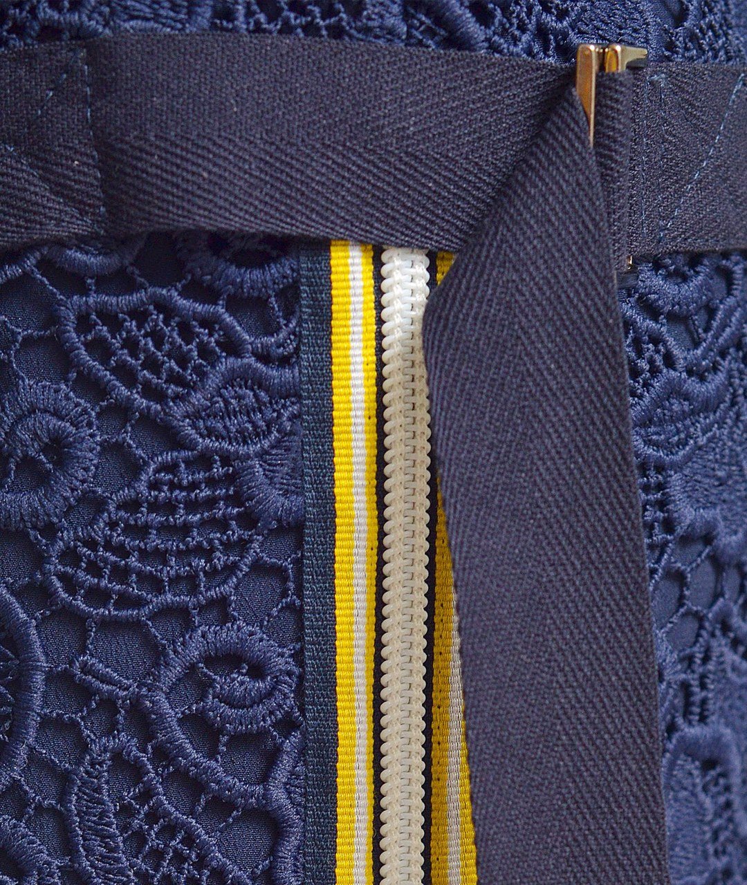 NO. 21 Темно-синяя кружевная юбка миди, фото 4