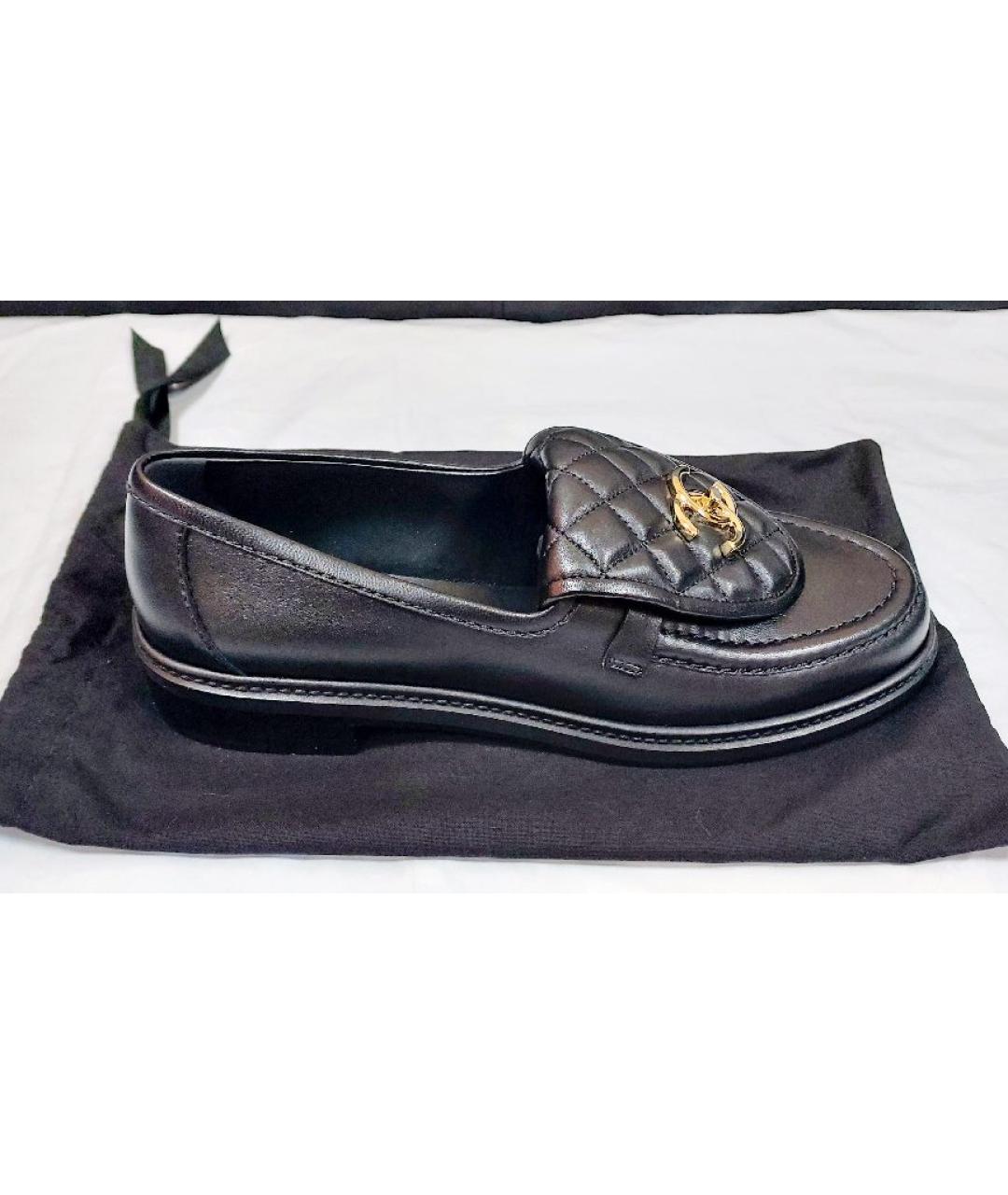 CHANEL Черные кожаные лоферы, фото 5