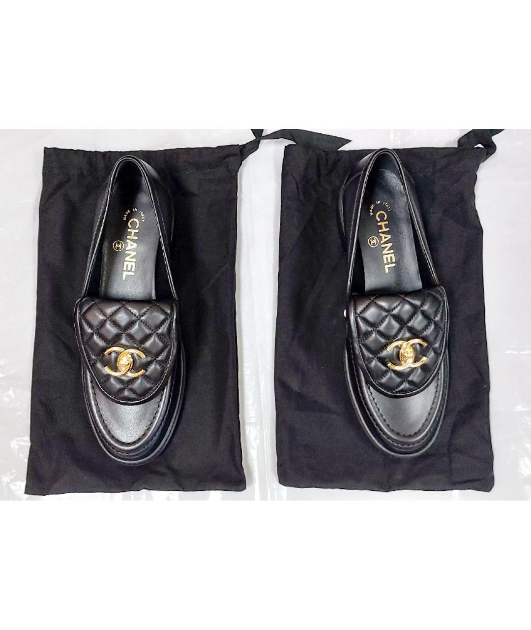 CHANEL Черные кожаные лоферы, фото 3