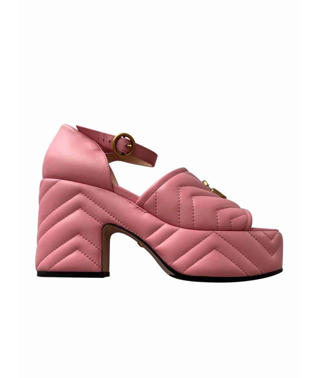 GUCCI Розовые кожаные босоножки, фото 1