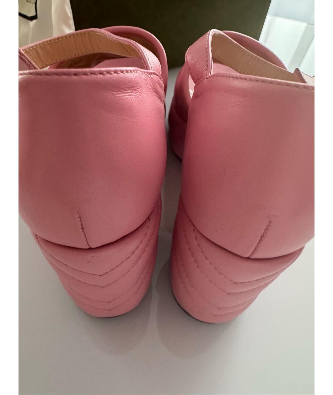 GUCCI Розовые кожаные босоножки, фото 4