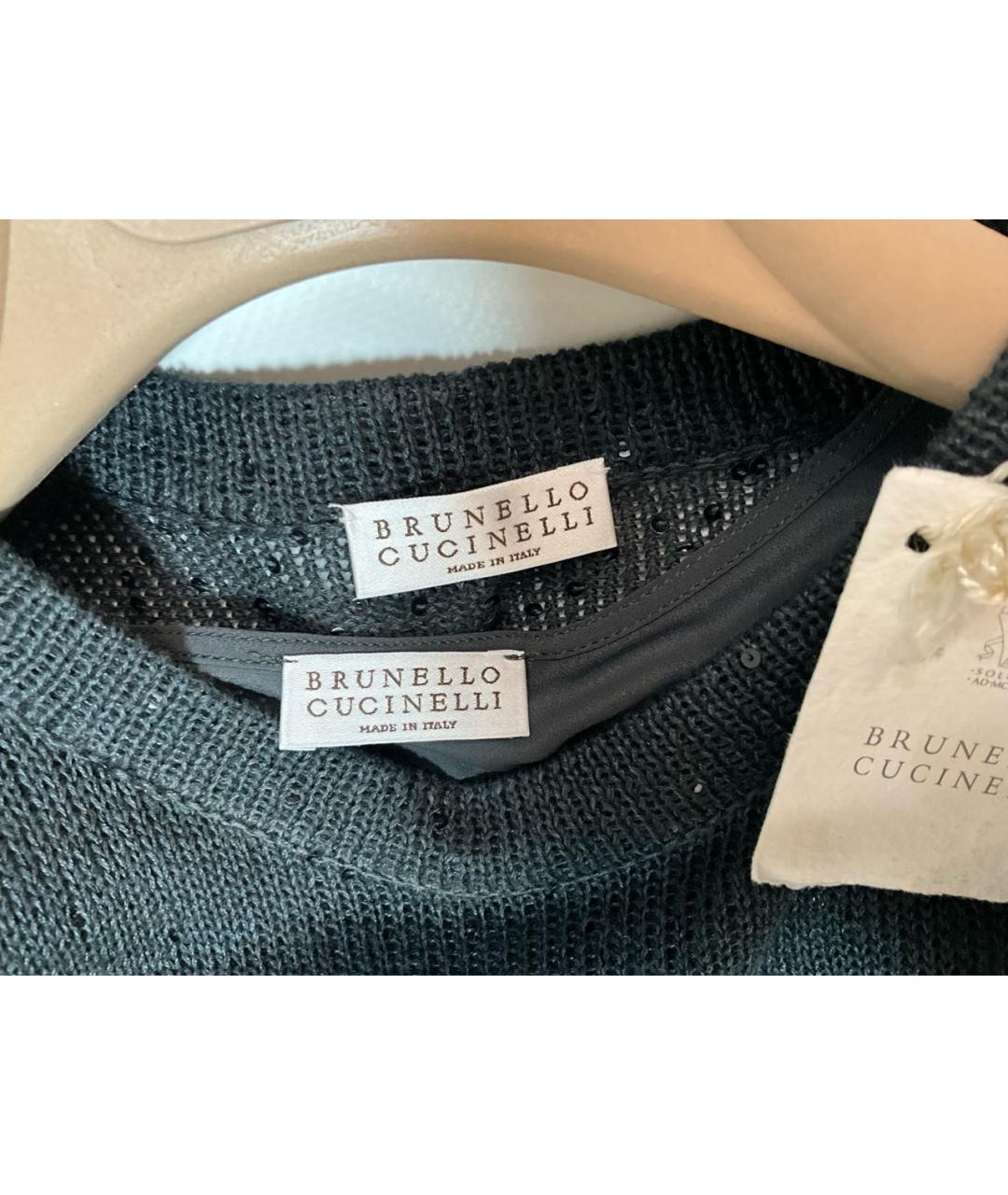 BRUNELLO CUCINELLI Серое льняное повседневное платье, фото 3