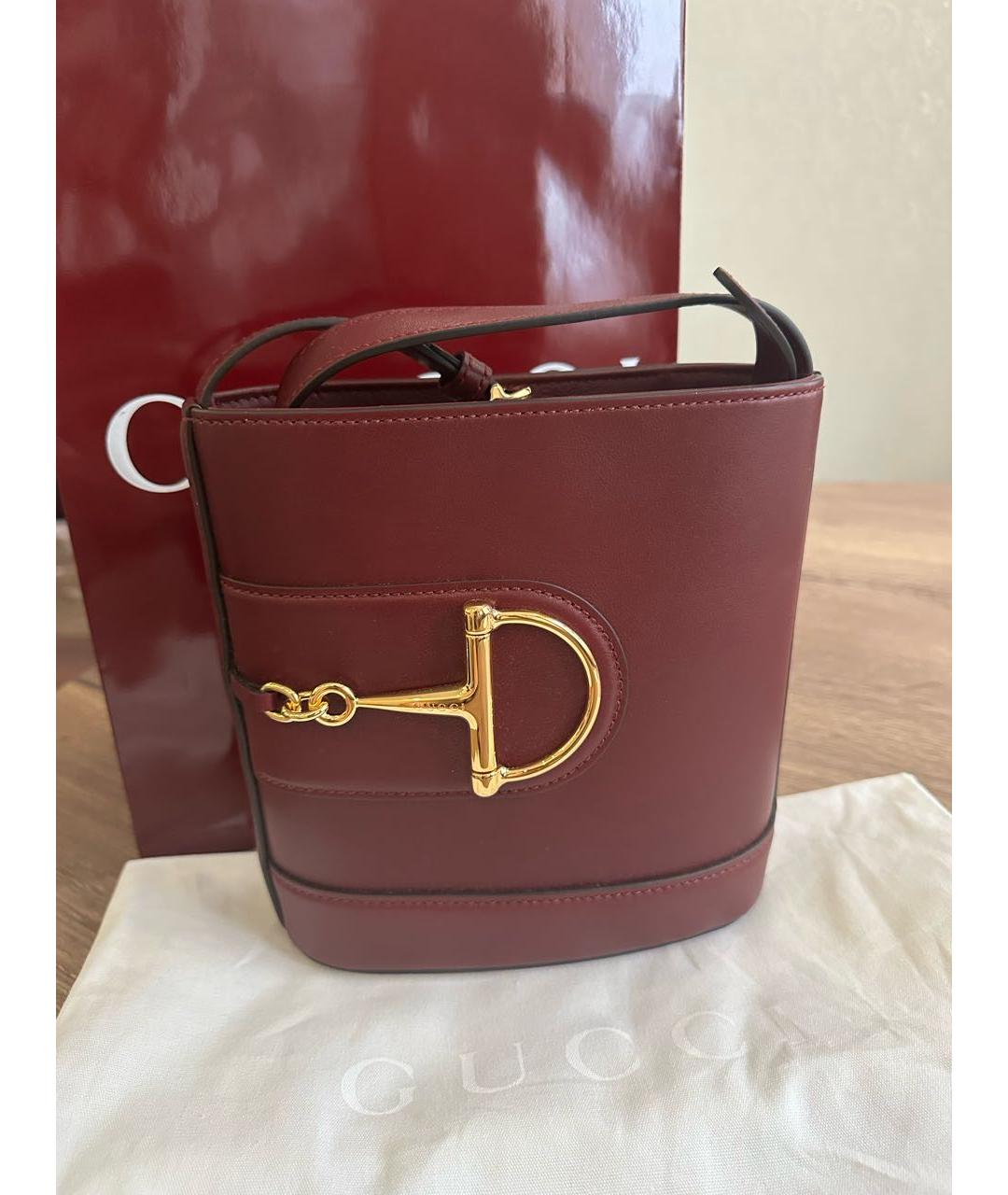 GUCCI Бордовая кожаная сумка тоут, фото 5