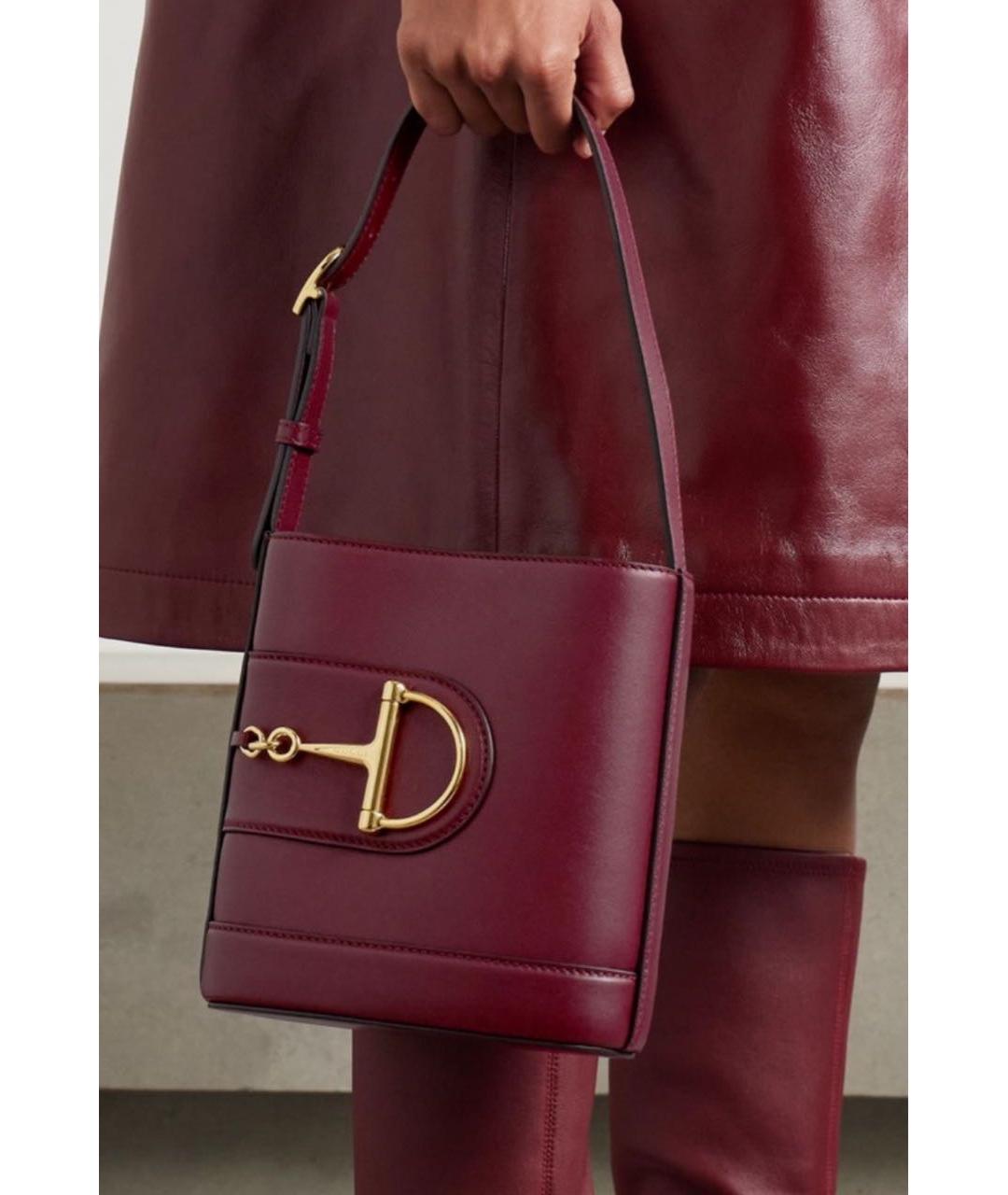 GUCCI Бордовая кожаная сумка тоут, фото 4