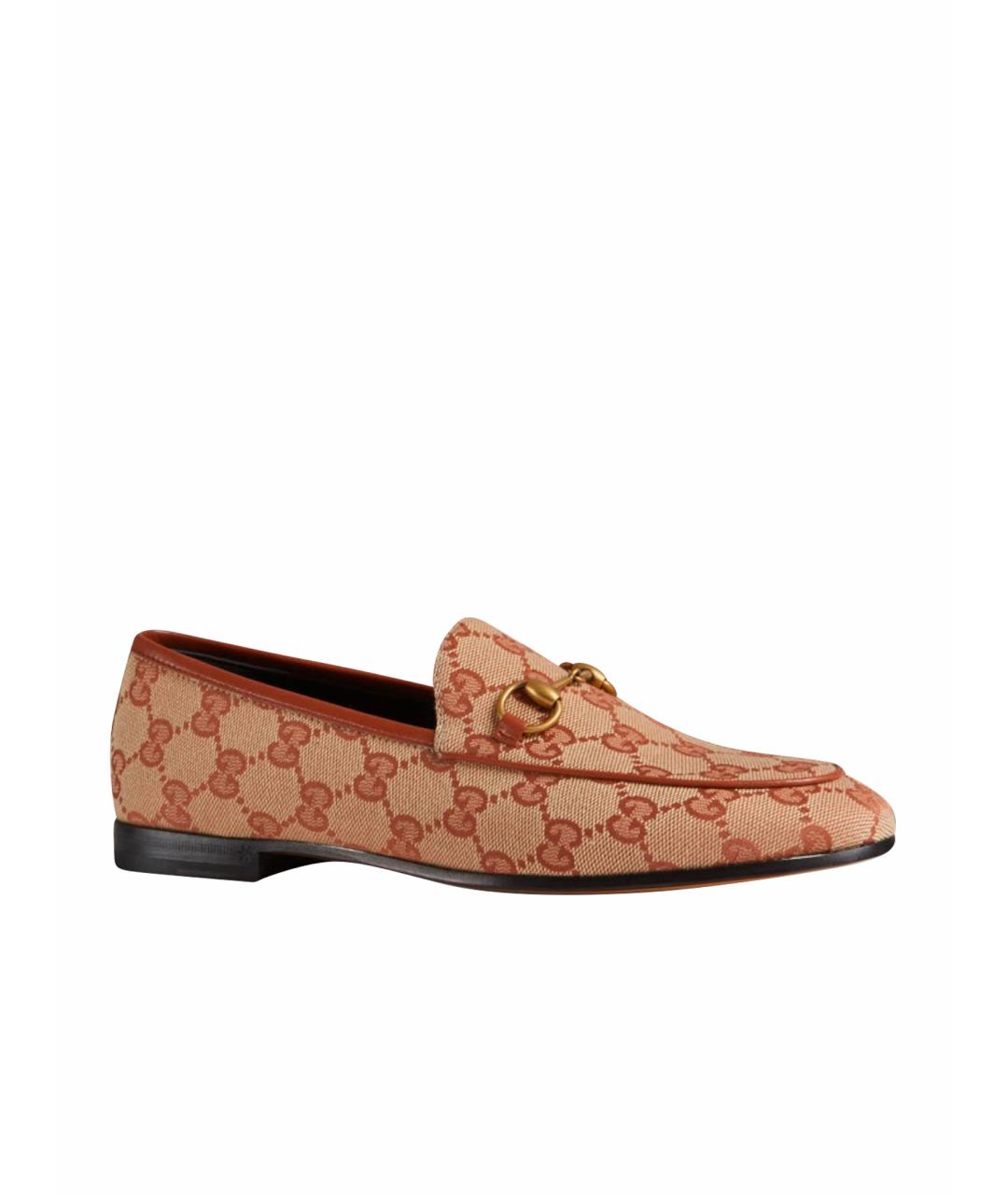 GUCCI Бежевые текстильные лоферы, фото 1