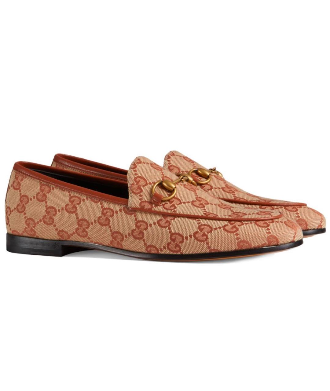GUCCI Бежевые текстильные лоферы, фото 5