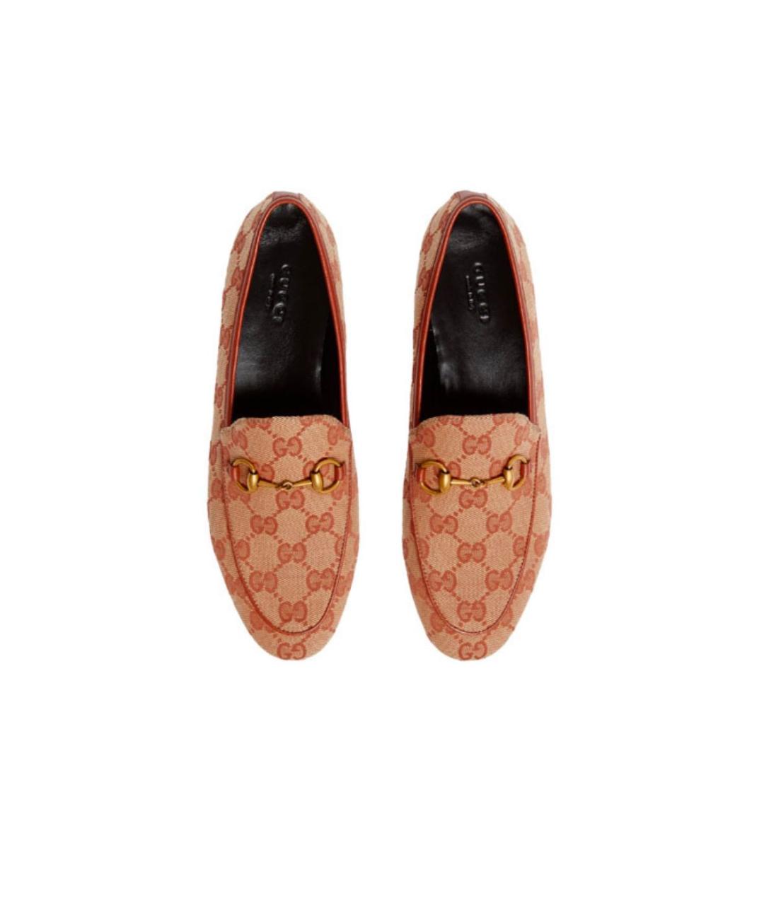 GUCCI Бежевые текстильные лоферы, фото 3