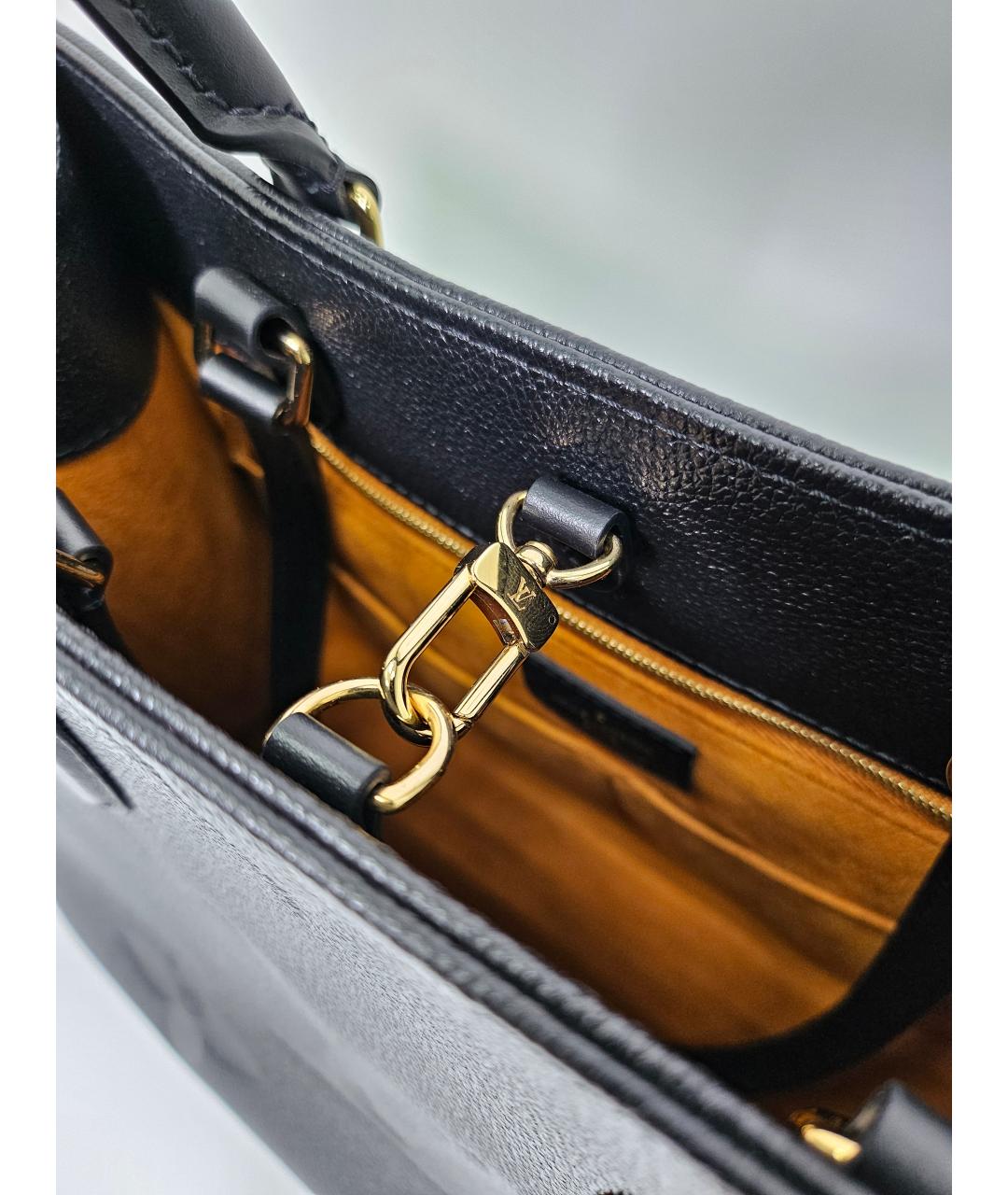 LOUIS VUITTON Черная кожаная сумка тоут, фото 8