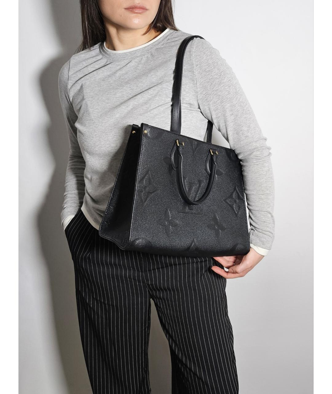 LOUIS VUITTON Черная кожаная сумка тоут, фото 6