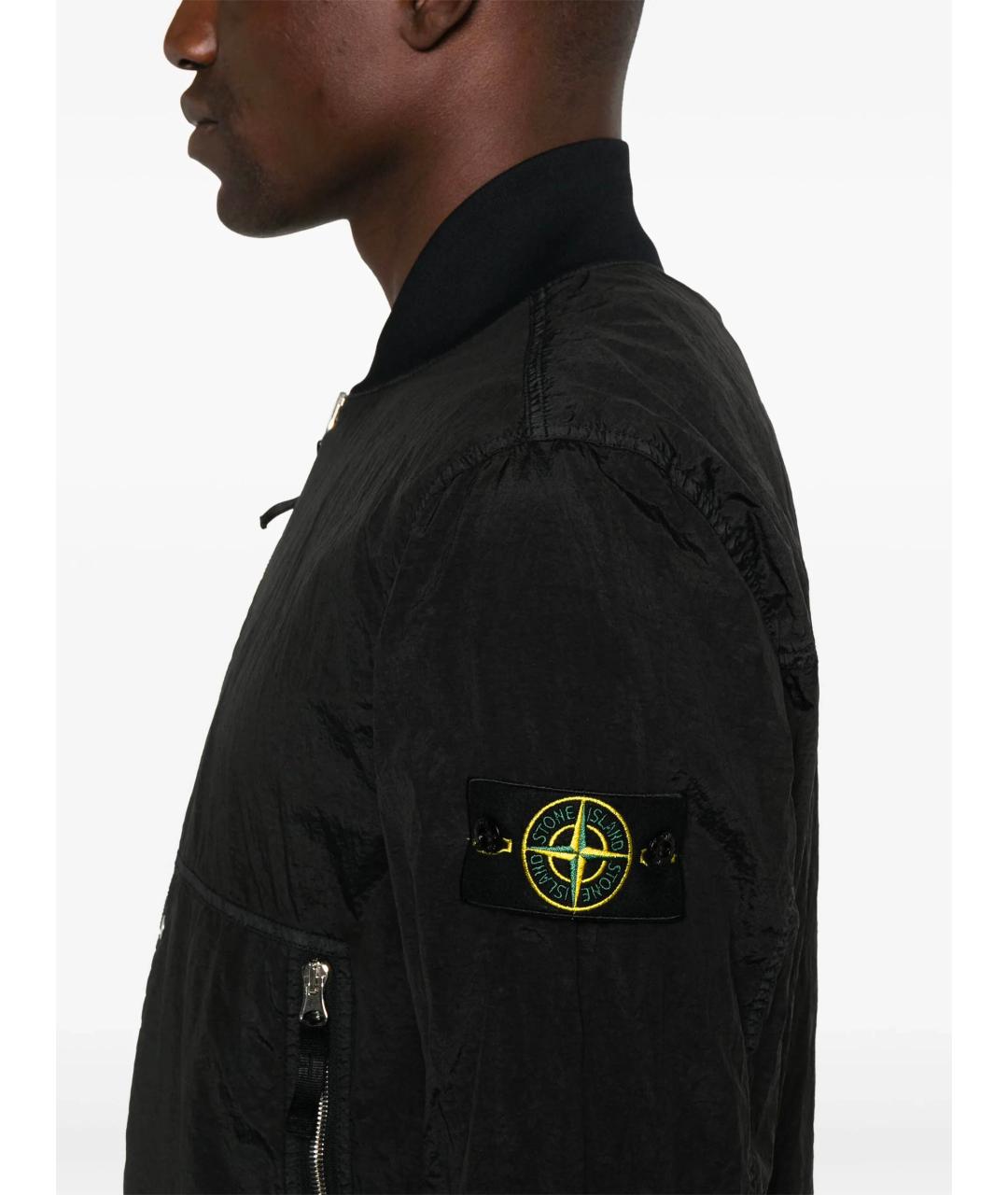 STONE ISLAND Черная синтетическая куртка, фото 5