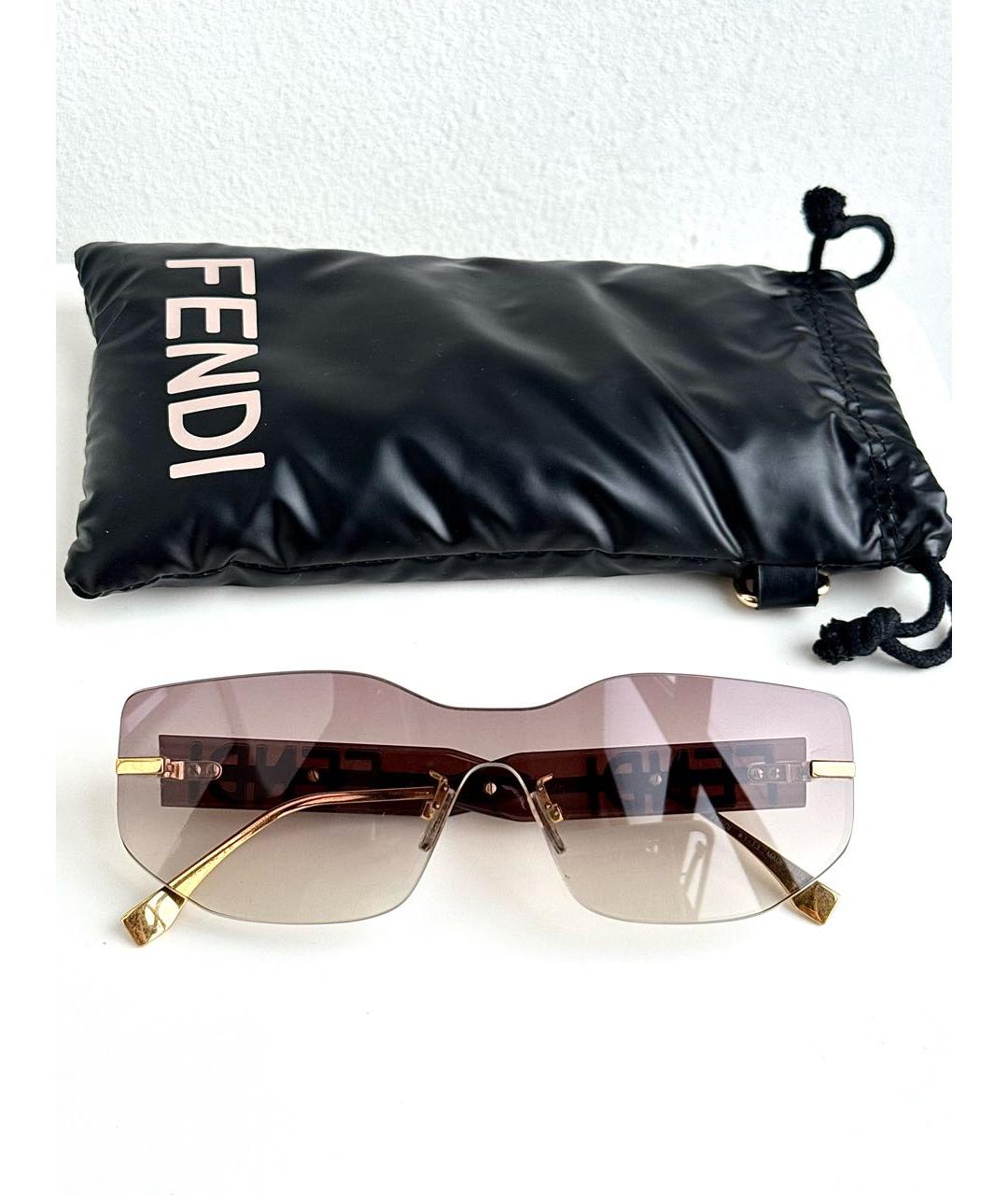 FENDI Коричневые пластиковые солнцезащитные очки, фото 7