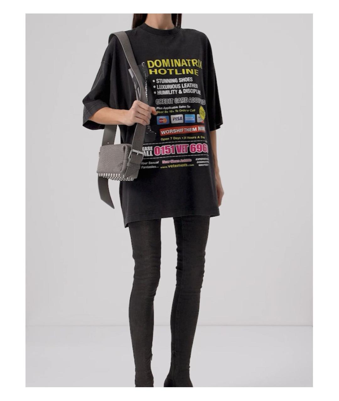 VETEMENTS Черная хлопковая футболка, фото 2
