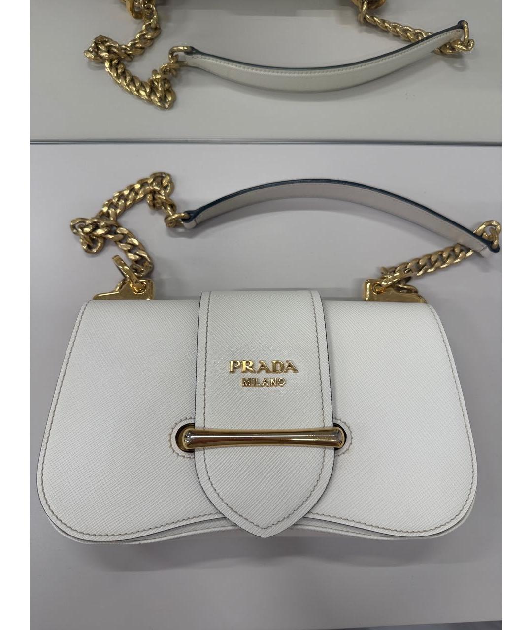 PRADA Белая кожаная сумка через плечо, фото 5