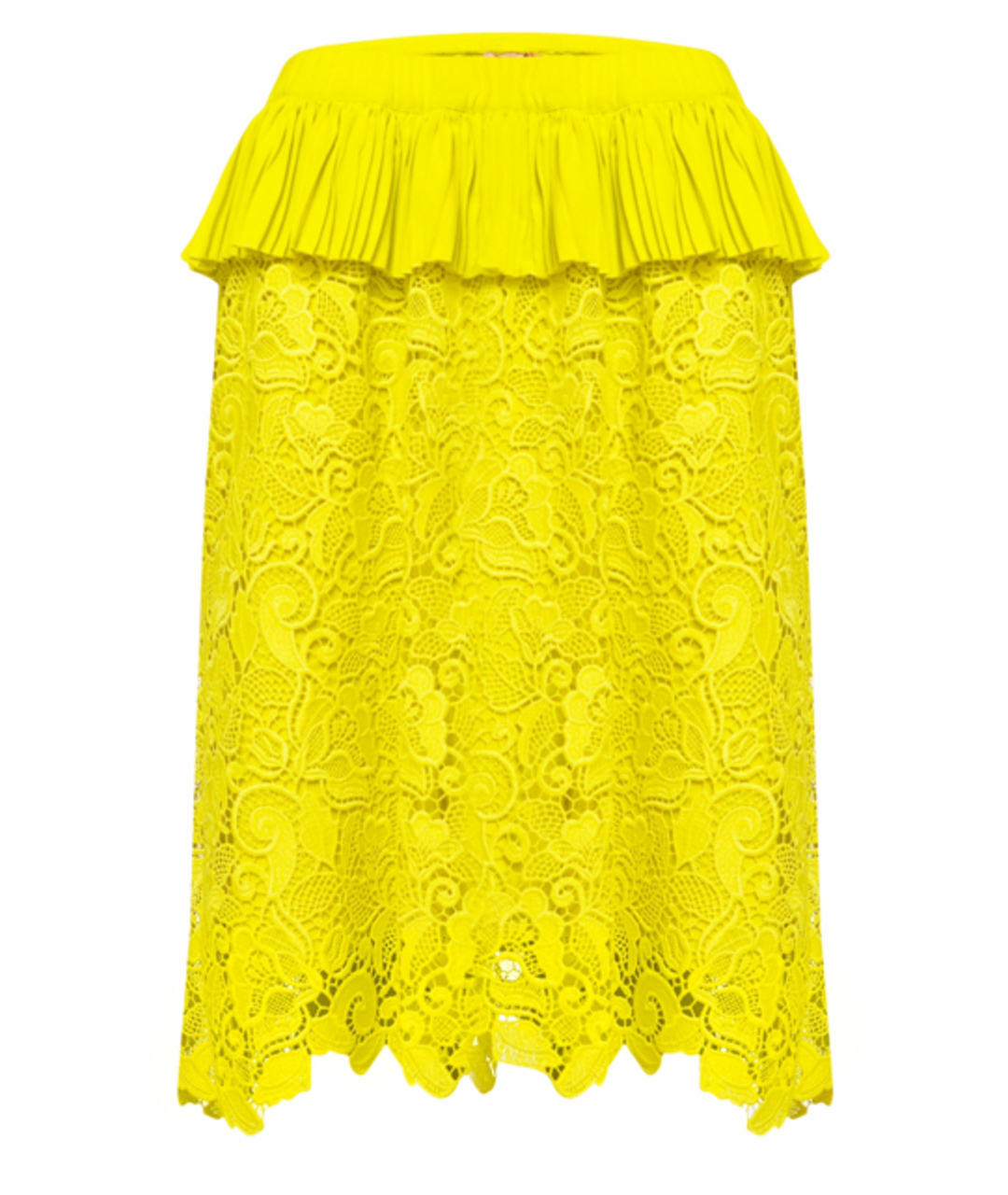 NO. 21 Желтая кружевная юбка мини, фото 1