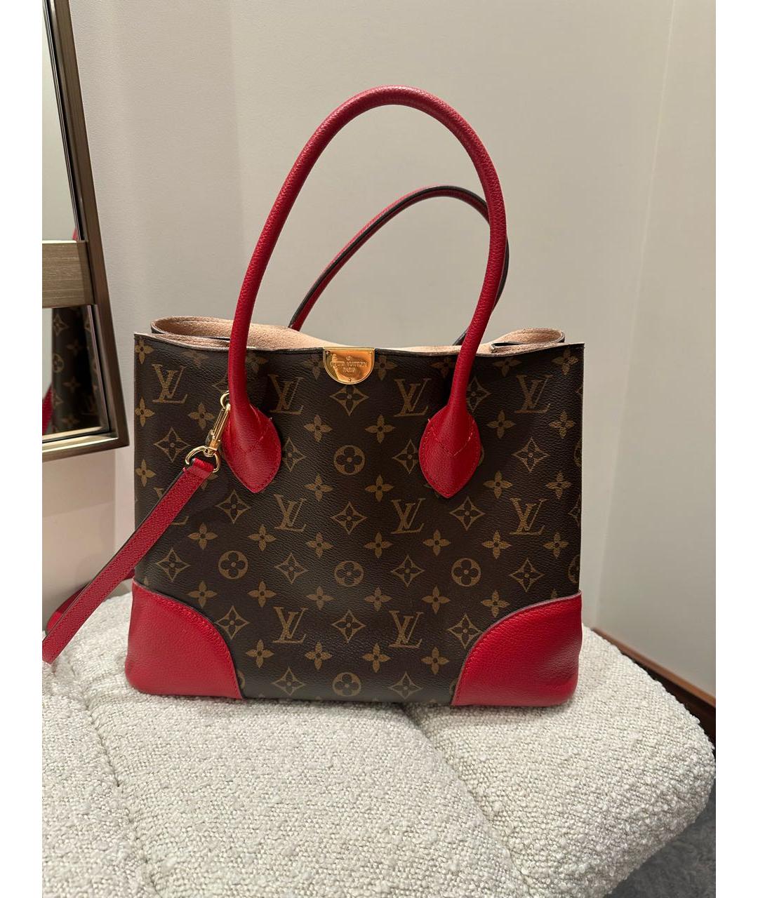 LOUIS VUITTON Коричневая кожаная сумка тоут, фото 5