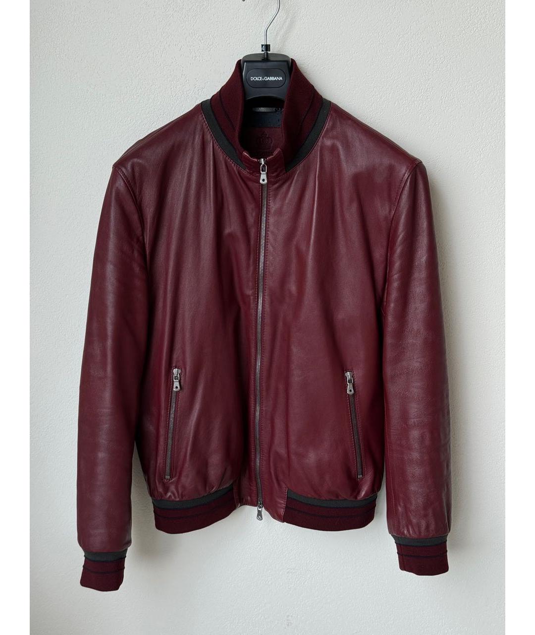 DOLCE&GABBANA Бордовая кожаная куртка, фото 9