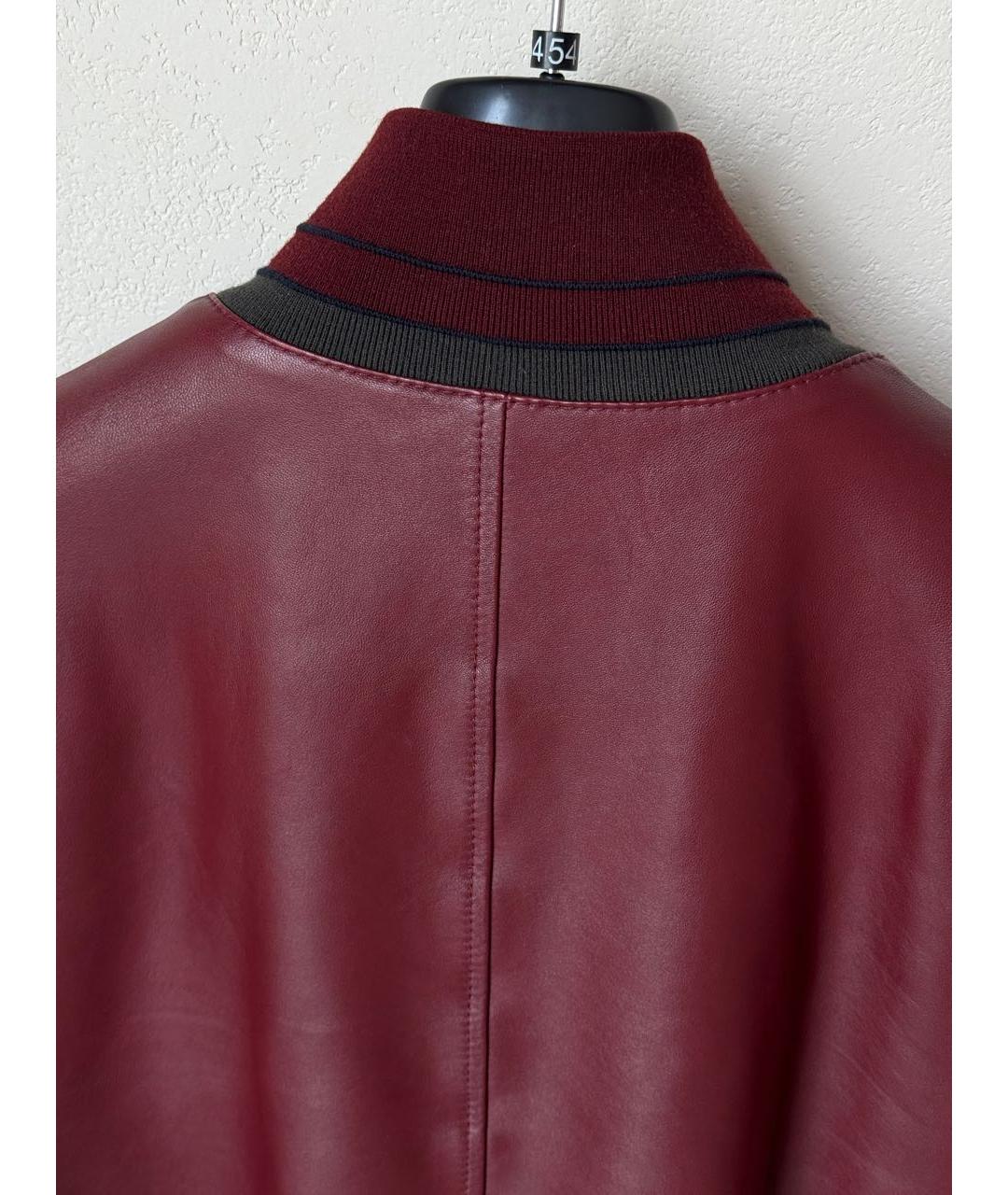 DOLCE&GABBANA Бордовая кожаная куртка, фото 3