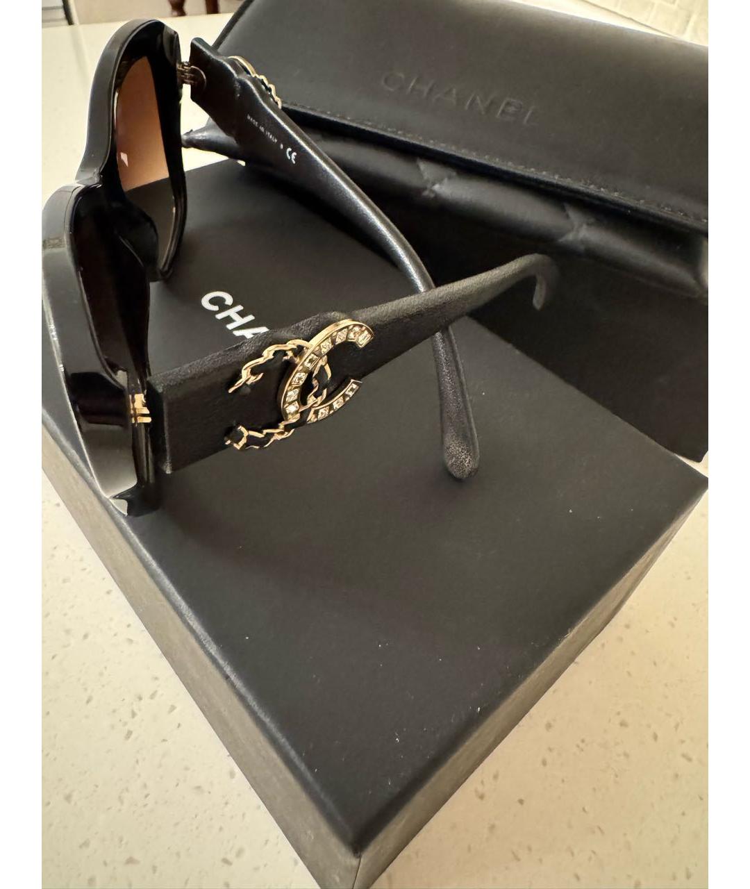 CHANEL Черные пластиковые солнцезащитные очки, фото 3
