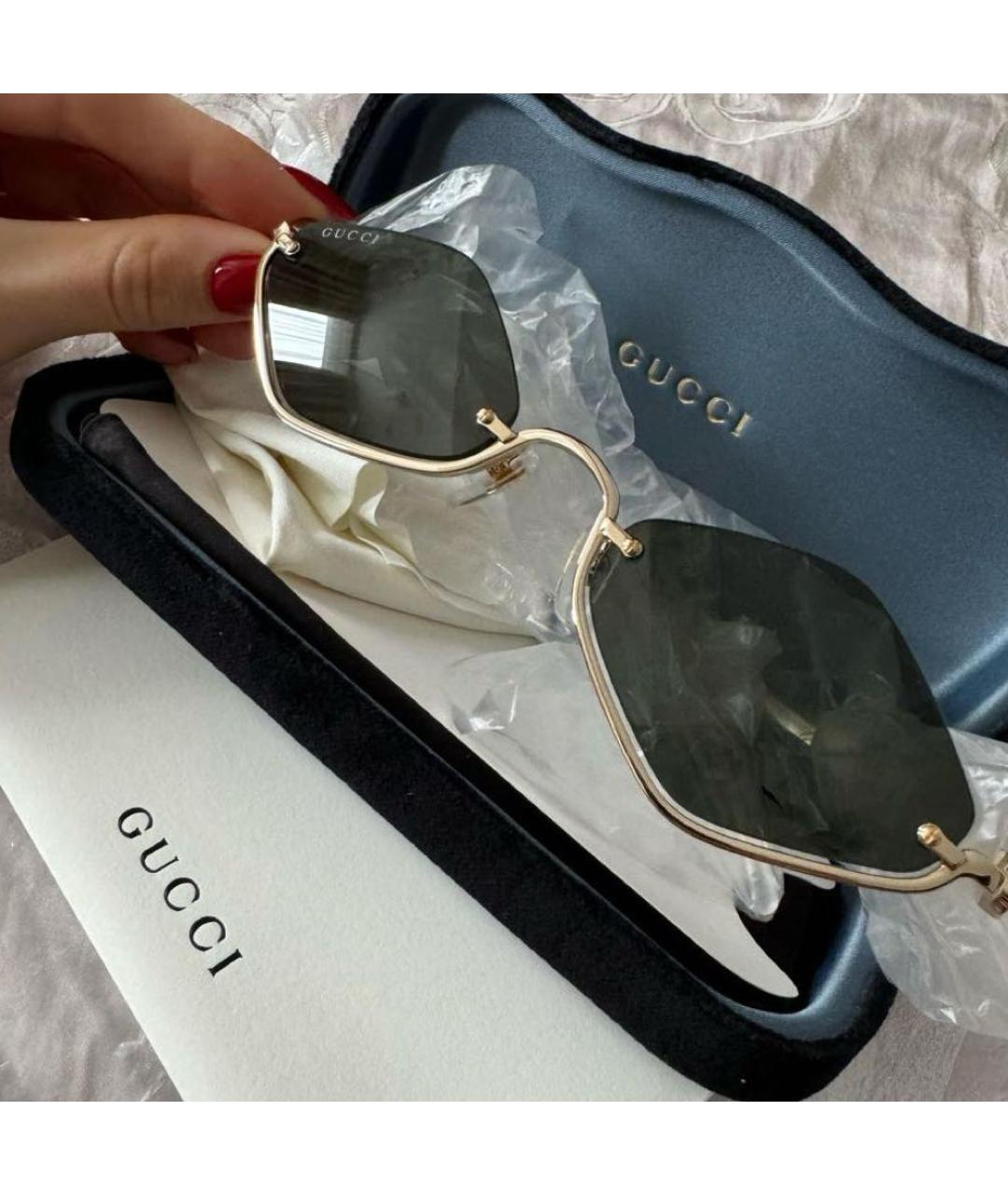 GUCCI Черные металлические солнцезащитные очки, фото 4