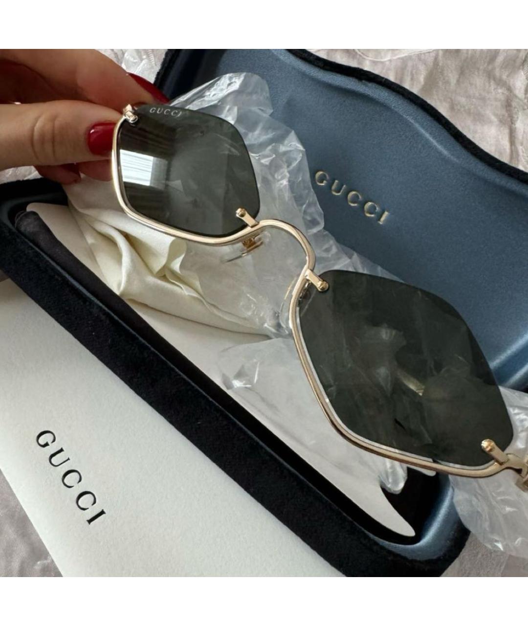 GUCCI Черные металлические солнцезащитные очки, фото 2