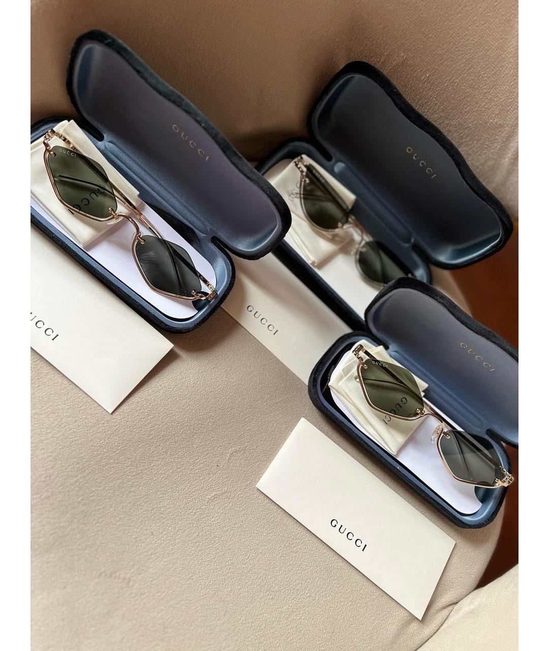 GUCCI Черные металлические солнцезащитные очки, фото 6