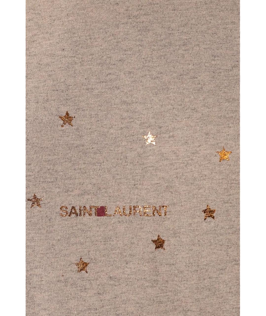 SAINT LAURENT Бежевая хлопковая футболка, фото 2