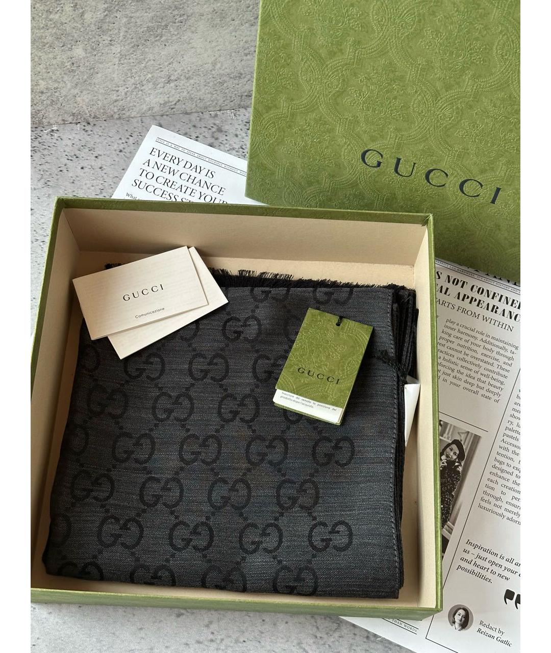 GUCCI Антрацитовый шарф, фото 4