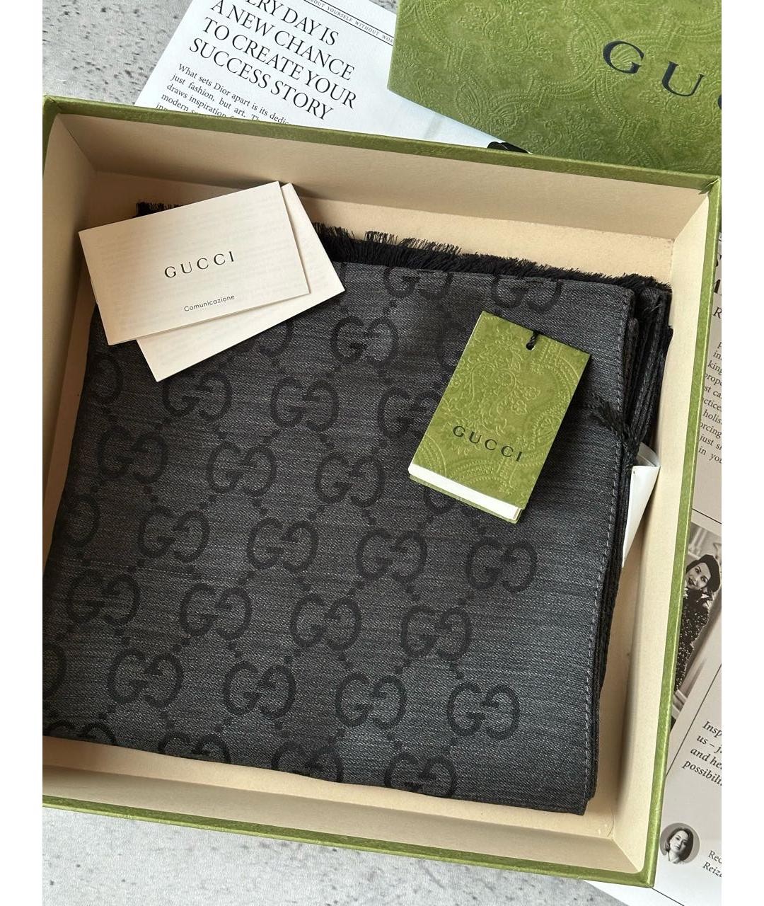 GUCCI Антрацитовый шарф, фото 2