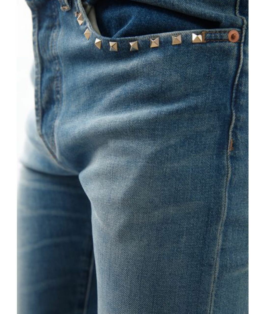 VALENTINO Голубые хлопко-эластановые джинсы скинни, фото 5