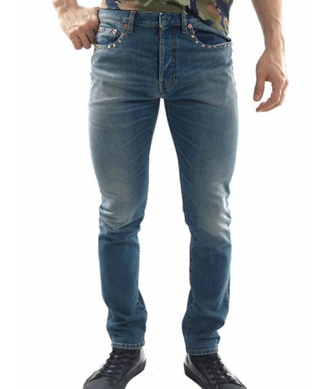 VALENTINO Голубые хлопко-эластановые джинсы скинни, фото 2