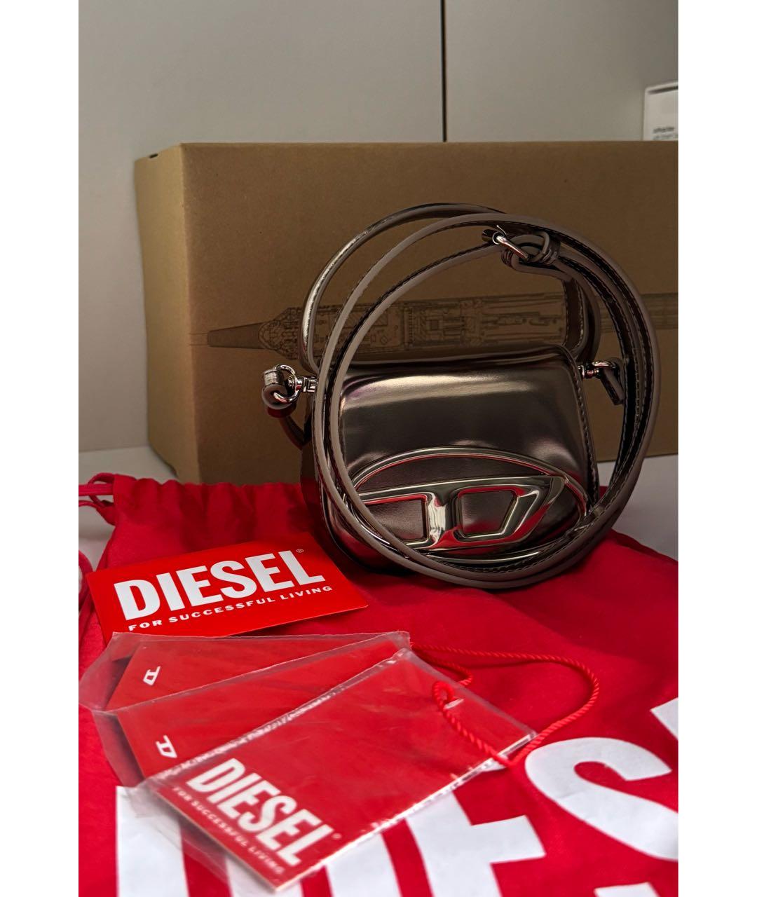 DIESEL Золотая кожаная сумка через плечо, фото 4