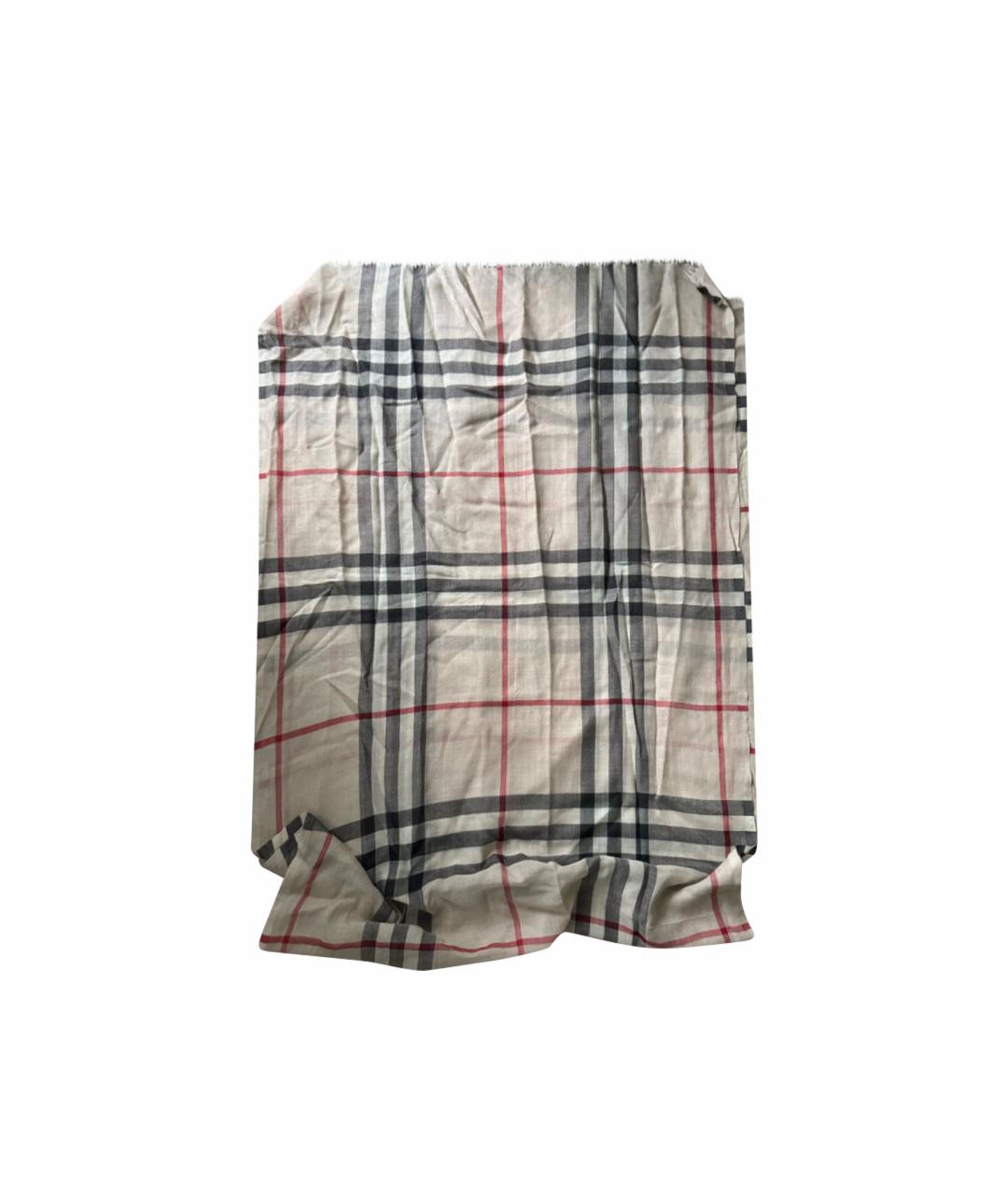 BURBERRY Бежевый хлопковый шарф, фото 1