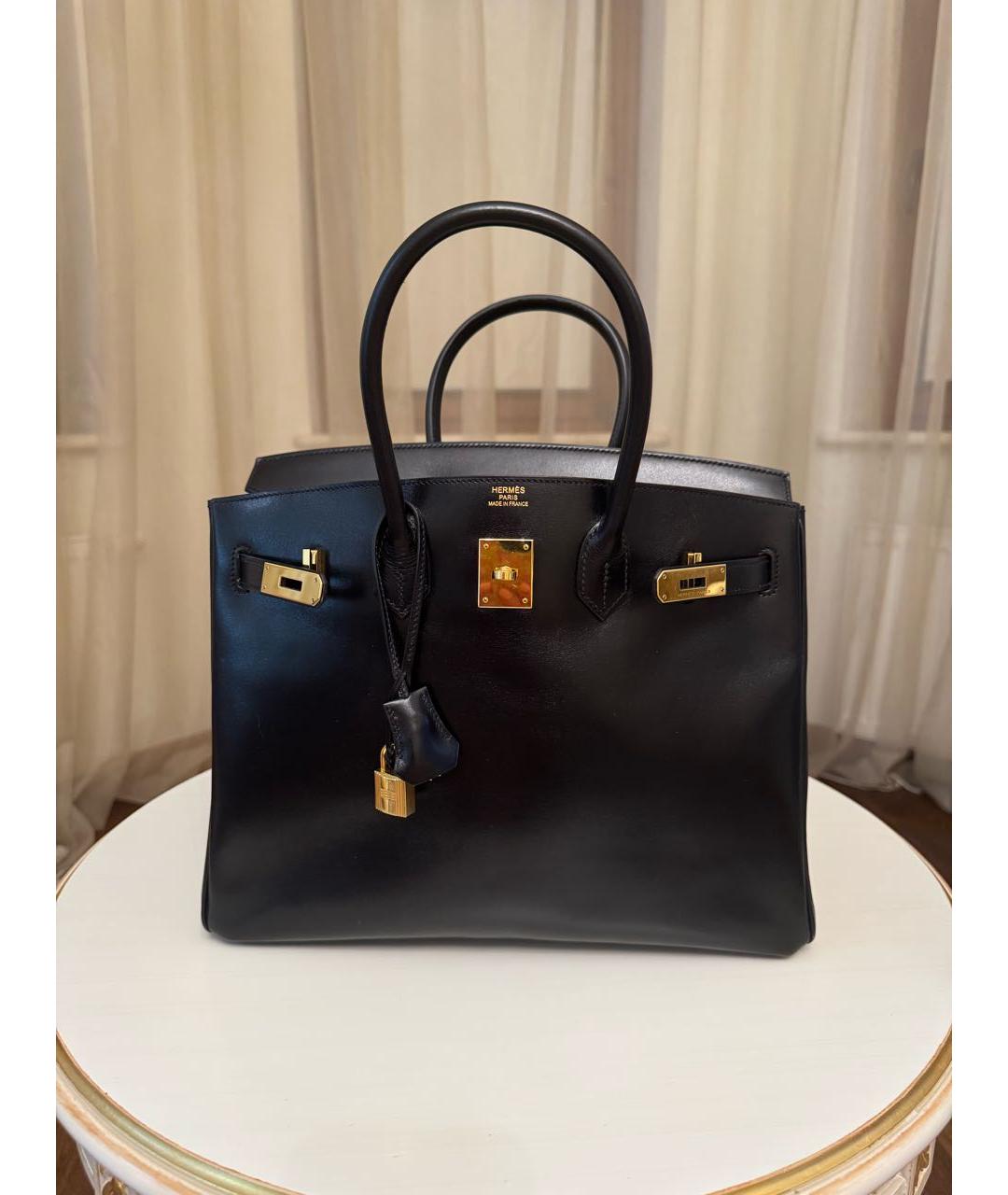 HERMES Черная кожаная сумка с короткими ручками, фото 9