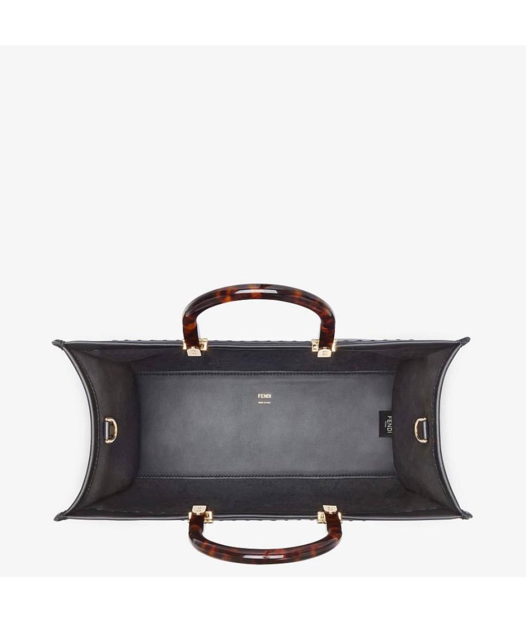 FENDI Черная кожаная сумка тоут, фото 3