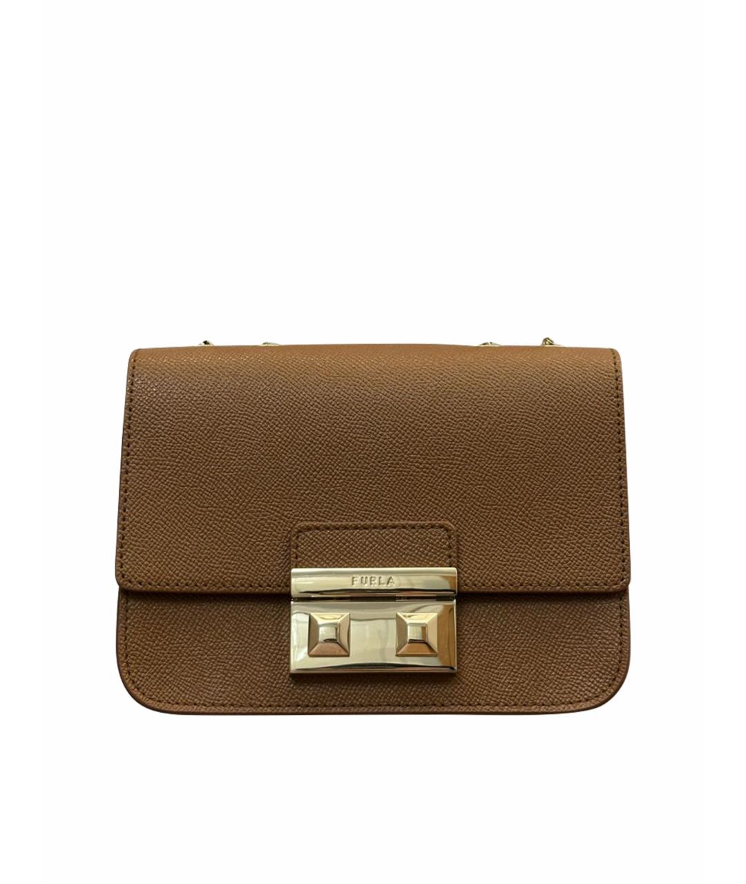 FURLA Коричневая кожаная сумка через плечо, фото 1
