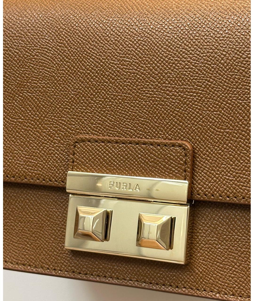 FURLA Коричневая кожаная сумка через плечо, фото 5